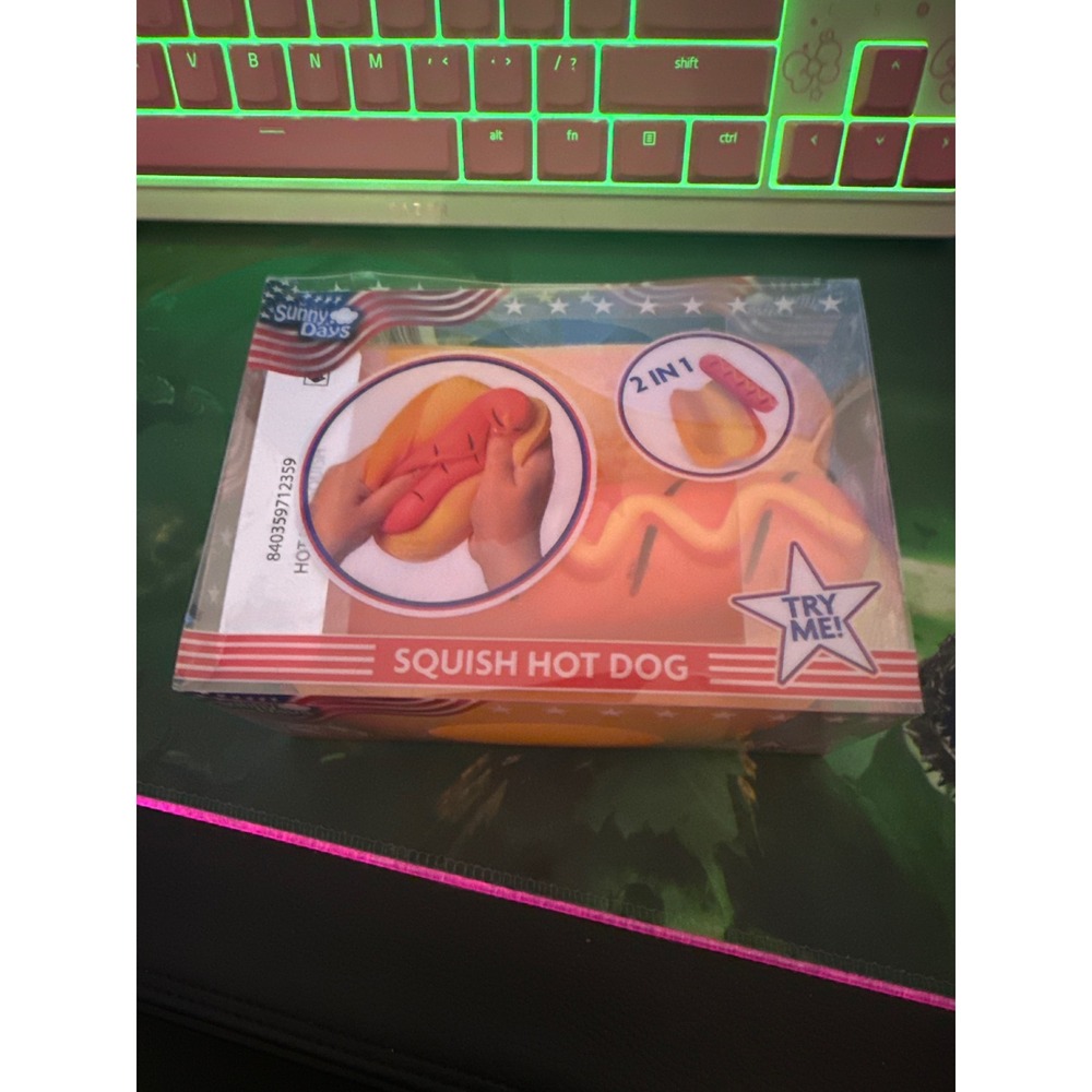 Sunny Days Squish Hot Dog Sensory Fidget Toy 2 in 1 Stretch Poke Stress Toy